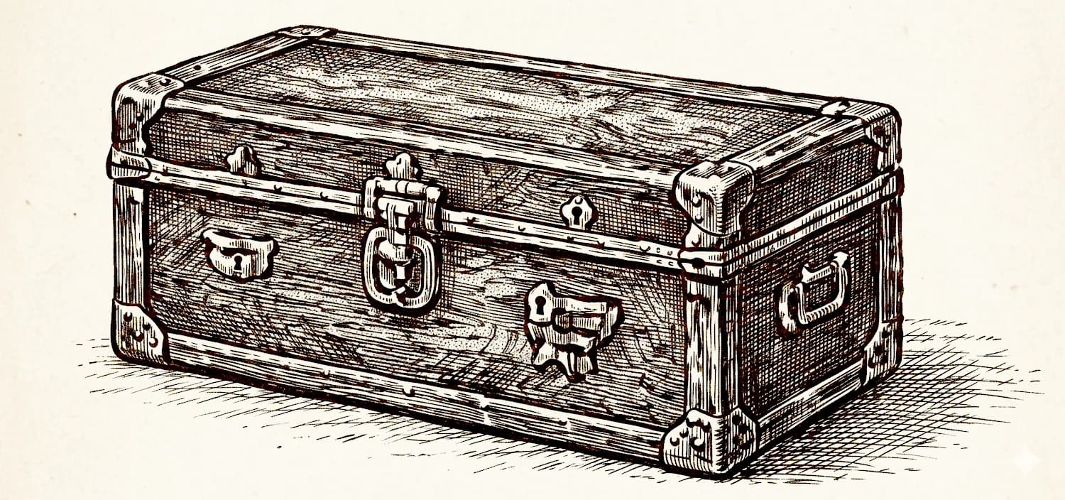 An old leather travel trunk
